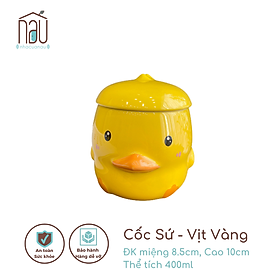 Mua CỐC SỨ vịt vàng xinh xắn cho bạn yêu màu vàng làm quà sinh nhật tặng kỉ niệm  có nắp tiện lợi làm khuôn flan - SẴN CÓ tại Nhà của Nâu