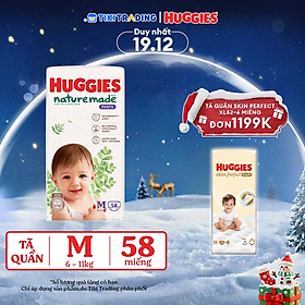 Tã/bỉm quần Huggies Naturemade M58/L44/XL38/XXL26