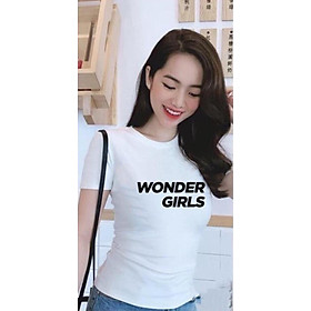 Áo thun nữ MXM cổ tròn form ôm body tôn dáng in chữ Wonder Girls ( ANU017 )