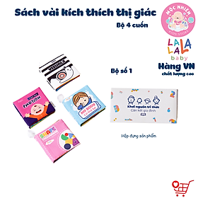 Bộ 4 Cuốn Sách Vải Cỡ Nhỏ Cho Trẻ Sơ Sinh Touch and See Mini Cloth Book - Lalala Baby