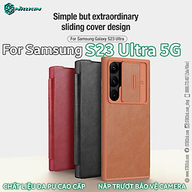 BAO DA DÀNH CHO ĐIỆN THOẠI SAMSUNG GALAXY S23 ULTRA 5G NILLKIN QIN PRO BẢO VỆ CAMERA