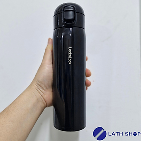 Bình Giữ Nhiệt Lock&Lock  Rouund One Touch Tumbler LHC3296 Màu Đen Mở Nắp 1 Chạm -500ml - Hàng Chính Hãng