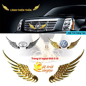 Đôi cánh thiên thần trang trí logo ô tô (kim loại)  - Màu vàng
