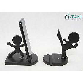 Giá đỡ điện thoại bằng gỗ hình võ sĩ đạo màu đen
