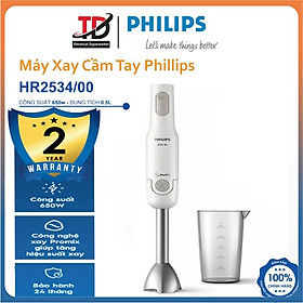 Máy Xay Sinh Tố Cầm Tay Philips Promix HR2534, 650W Thanh Kim Loại, Hàng Chính Hãng