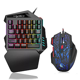 Combo Bàn Phím Chơi Game Một Tay HXSJ J50 Đèn Nền LED + Chuột Chơi Game Có Dây 7 Nút (35 Phím) (5500 DPI)