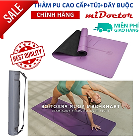 Thảm Tập Yoga Định Tuyến Da PU Cao Cấp Chính Hãng miDoctor + Túi Đựng Thảm Tập Yoga + Dây Buộc Thảm Yoga Định Tuyến