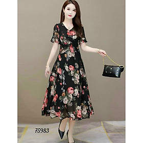 ĐẦM LỤA DÁNG XÒE HỌA TIẾT HOA VÔ CÙNG XINH KHÁNH AN STORE