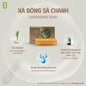 Xà bông Sinh Dược Sả Chanh 100gr mẫu bao bì vẽ mộc, hương tinh dầu sả chanh dễ chịu, làm sạch lỗ chân lông, giúp mát da, chống côn trùng, chống viêm