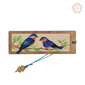Bookmark giấy xoắn ngệ thuật - 2 chú chim sẻ - size 13.5 x 5.3 cm