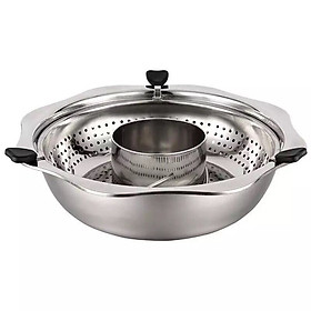 Mua Nồi Lẩu xoay inox 2 trong 1 cao cấp (dùng cả bếp từ  bếp ga)