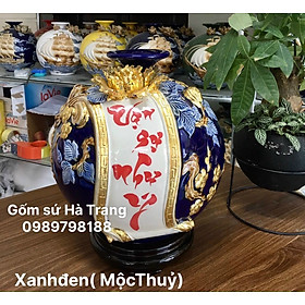 Bình hút tài lộc gốm sứ Bát Tràng cao cấp vạn sự như ý cao 21cm