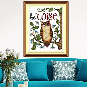 DIY Handmade Be Wise Owl Stamped Cross Stitch Kit Embroidery Kits Home Decor