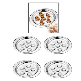 4x Stainless Steel Escargot Baking Plate Mushroom Snail Dish 6 Holes Tray