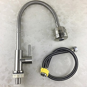 Mua Bộ vòi bếp đơn lạnh Inox 304 xoay 360 độ ( bao gồm dây ) - Vòi lavabo bẻ cần