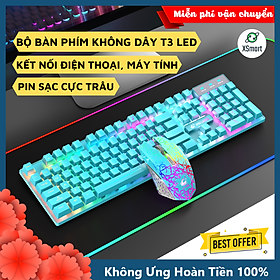Mua Bộ Bàn Phím Và Chuột Không Dây T3 LED 104 Phím Full Size Phím Gỉa Cơ Gõ Êm Sử Dụng Pin Sạc Kết Nối Máy Tính  Điện Thoại Android / Type-C- Hàng Chính Hãng