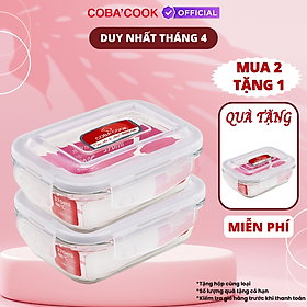 Bộ Hộp Đựng Thức Ăn Hộp Cơm Bảo Quản Thực Phẩm Thủy Tinh Chịu Nhiệt - 370ml
