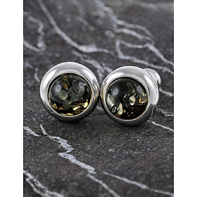 Bông Tai Hổ Phách Baltic Xanh Lá – Stud