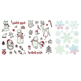 of 3 Fluorescent Stickers Christmas Tree Snowman Santa Elk Decals Set 01