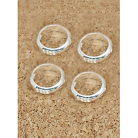 Combo 4 cái charm bạc vòng viền tròn mỏng hạt đính giữa - Ngọc Quý Gemstones