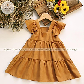 Váy cánh tiên ROSIE V22, chất vải Linen mềm thoáng mát cho bé gái từ 9 - 38kg