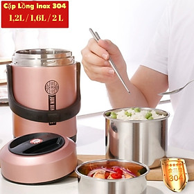 CaMen Hộp Đựng Cơm Giữ Nhiệt Inox 304 1,2L / 1,6L / 2L / 3 ngăn Chống Tràn ( tặng hộp bộ đồ ăn sét 6 món )