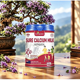 Sữa xương khớp Sure calcium milk tảo đỏ Nutriqueen 900 gam, bổ sung canxi, D3, K2 cho cơ thể
