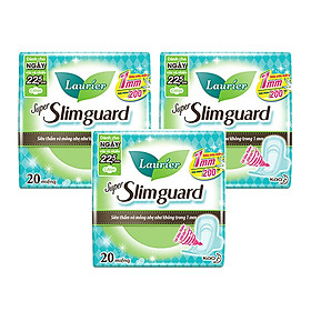 Combo 3 gói Băng Vệ Sinh Ban Ngày Laurier Super Slimguard Siêu Mỏng Cánh