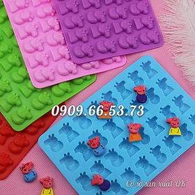 Khuôn làm rau câu, kẹo dẻo, socola silicon 32 heo con Peppa Cute - Mã số 1118