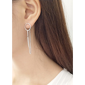 Bông Tai Tròn Dây Xích Cài Cá Tính Bạc Nữ