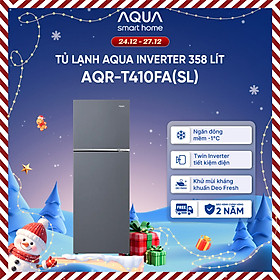 Freeship toàn quốc - Tủ lạnh ngăn đông trên Aqua 358L AQR-T410FA(SL) - Bảo hành 2 năm - Hàng chính hãng