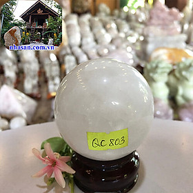 Mua Quả cầu đá thạch anh trắng tự nhiên 100% để bàn QC803 nặng 340gr đường kính 6cm (trắng) – Vật phẩm phong thủy may mắn