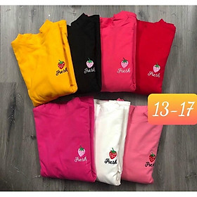 Áo dài tay cổ cao 3 cm bé gái size đại @ Áo cao cổ bé gái 100% cotton 20-45kg