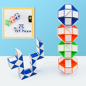 Đồ chơi trí tuệ cho bé xếp hình Rubik Rắn, Thước kẻ ma Thuật 36 phân đoạn, Đồ chơi thông minh phát triển tư duy