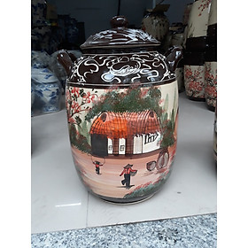 Mua Hũ đựng gạo 25kg gốm Bát Tràng( hoa văn Ngẫu Nhiên)