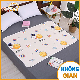 Tấm miếng lót chống thấm cho bé sơ sinh thay bỉm trải thảm nệm giường cũi 4d 4 lớp size cỡ lớn MySun