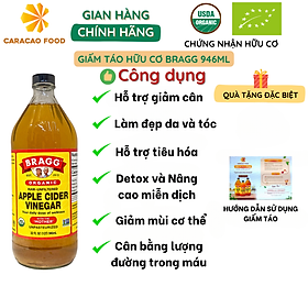 [Mua 1 tặng 3] Giấm táo hữu cơ Bragg 946ml, Giấm táo tốt cho sức khỏe, Giấm táo nguyên chất