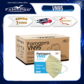 [THÙNG - FAMAPRO VN95] Khẩu trang y tế kháng khuẩn 4 lớp Famapro VN95 (50 hộp/thùng)