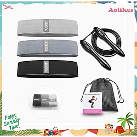 Bộ 3 Dây Kháng Lực Tập Cơ Mông Đùi Chân Hip Resistance Bands Aolikes YE-3604 Tặng Kèm Dây Nhảy Đa Năng , Đếm Số , Đếm Calo , Km, chất Lõi Thép ( Giao màu ngẫu nhiên )