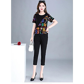 SET BỘ THUN COTTON PHỐI CHỮ MÀU THỜI TRANG SIZE 45KG ĐẾN 70KG