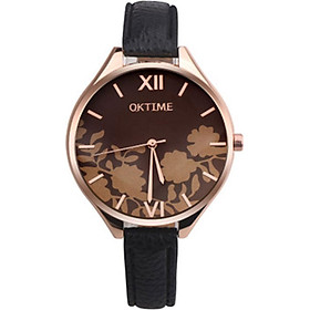 Quartz Watch Black Wrist Watches Flower Dial Dress Style Ladies