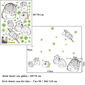 Decal dán tường hamster cute MJ7014 (90 x 110 cm)