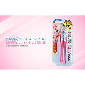 Set 03 chiếc dao cạo, tỉa lông mày KAI size L-TYPE lưỡi thép mạ lớp Titanium sắc bén - nội địa Nhật Bản