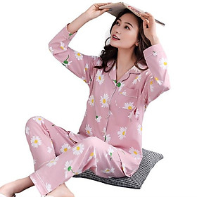 Bộ Đồ Pyjama Bầu Và Sau Sinh Dài Tay Az9446 Chất Liệu 100%Cotton Họa Tiết