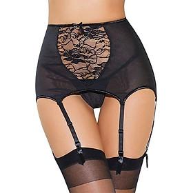 Quần Lót Ren Nối Tất Co Dãn Đen (Size XXXL)