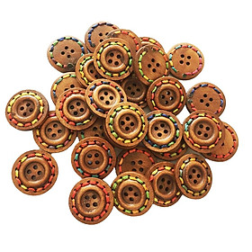 30pcs Round Shaped 4 Holes Wooden Sewing Buttons Scrapbooking DIY Craft 25mm
