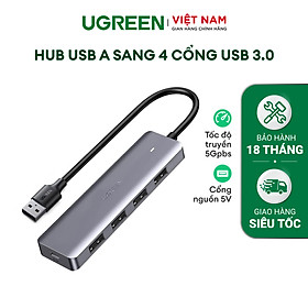 Hình ảnh Hub USB type C, USB 3.0 sang 4 cổng USB 3.0 hỗ trợ cổng nguồn Micro USB 5V UGREEN CM219 CM136 - Hàng chính hãng