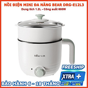 Hình ảnh Nồi điện mini đa năng Bear 1.2L (kèm khay hấp) nồi lẩu điện mini, Anh Lam Store - Hàng chính hãng