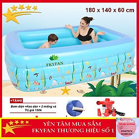 Mua Bể bơi phao cho bé loại dày 1m8 kèm bơm điện  bóng  phao thú-Mẫu ngẫu nhiên