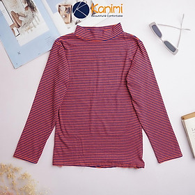 Áo giữ nhiệt kẻ nữ cổ 3p phong cách Hàn Quốc Kanimi 16 màu - AD02